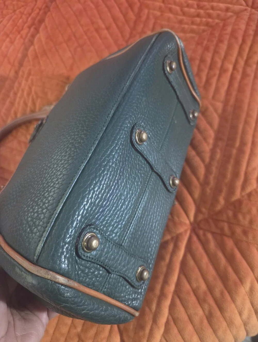 Vintage Dooney & Bourke AWL Green Equestrian Satchel